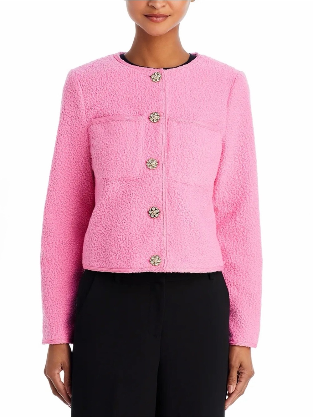 Rhinestone Button Bouclé Jacket